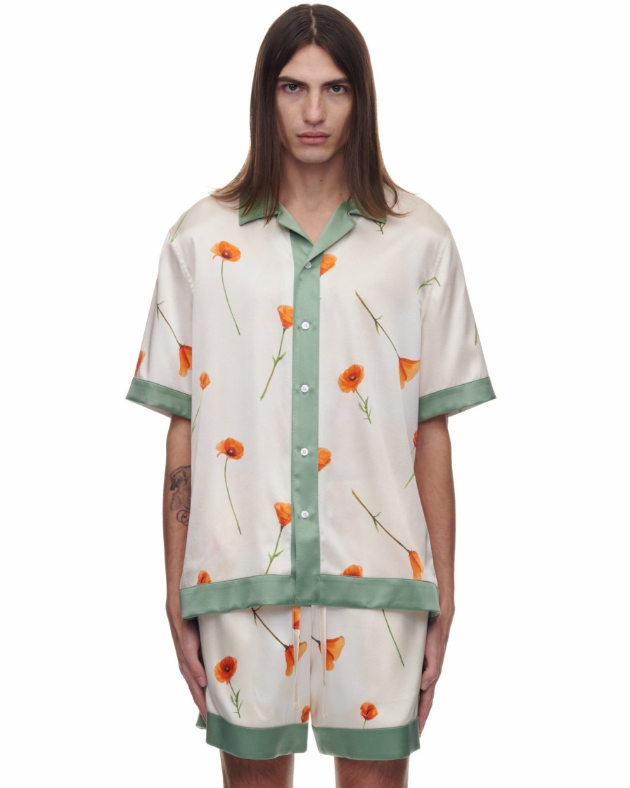 Silk Nahmias | Colorblock Poppy S/S Silk Shirt